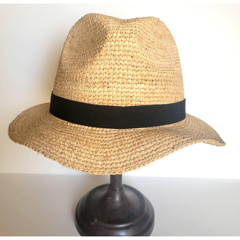 White House Black Market Women’s Raffia Bucket Sun Hat S/M Natural NEW